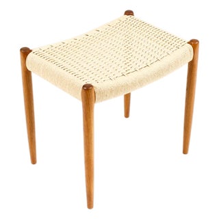 1960s Danish Modern Mid Century Teak Ottoman Foot Stool — j.l. Moller Model #80a — Danish Cord For Sale