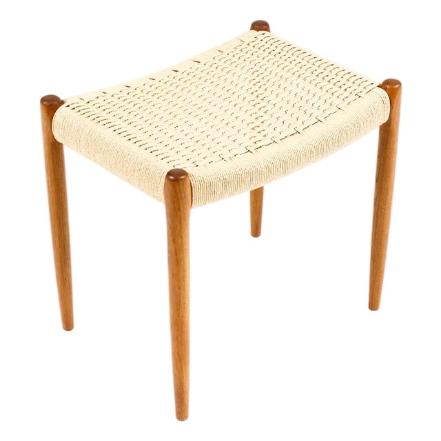 1960s Danish Modern Mid Century Teak Ottoman Foot Stool — j.l. Moller Model #80a — Danish Cord For Sale