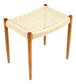 1960s Danish Modern Mid Century Teak Ottoman Foot Stool — j.l. Moller Model #80a — Danish Cord