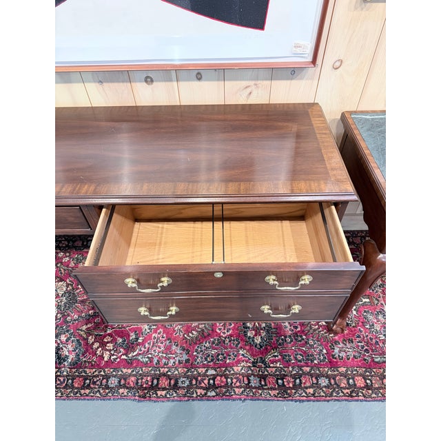Brown Henkel Harris Mahogany Double Pedestal Executive Desk For Sale - Image 8 of 12