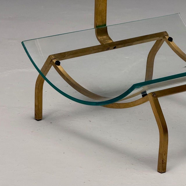 Mid-Century Modern Fontana Arte, Italian Mid-Century Modern, Magazine Rack, Brass, Glass, 1970s For Sale - Image 3 of 10