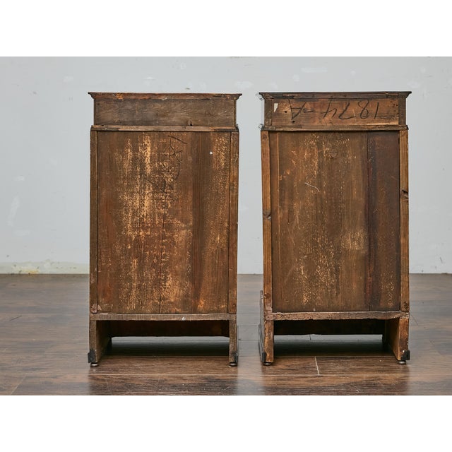 Pair of 19th Century Biedermeier Bedside Cabinets, Walnut and Ebonized Columns For Sale - Image 4 of 12