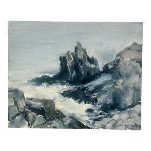 Coastline Seascape Painting Signed 2013 American Art