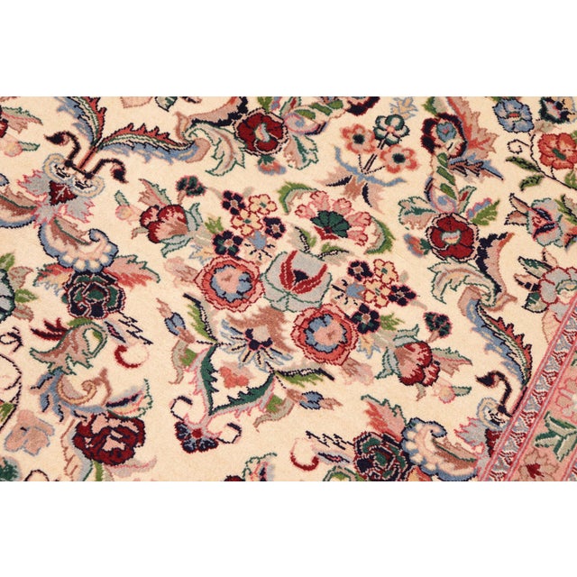 Shabby Chic Kazveen Pak-Persian Ivory/Green Wool Rug - 9'10'' X 14'2'' For Sale - Image 4 of 8