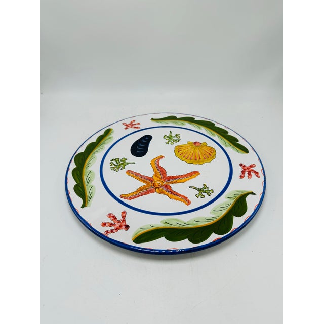 1980s Hand Painted Italian Coastal Cake Plate For Sale In Charleston - Image 6 of 6