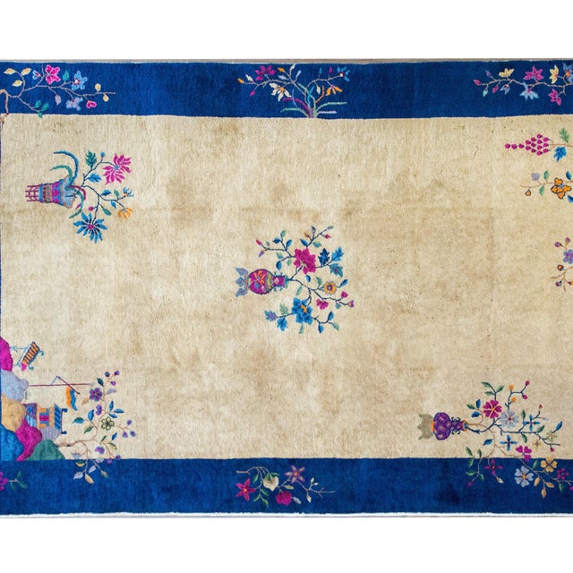 Champagne Early 20th Century Chinese Art Deco Rug For Sale - Image 8 of 15