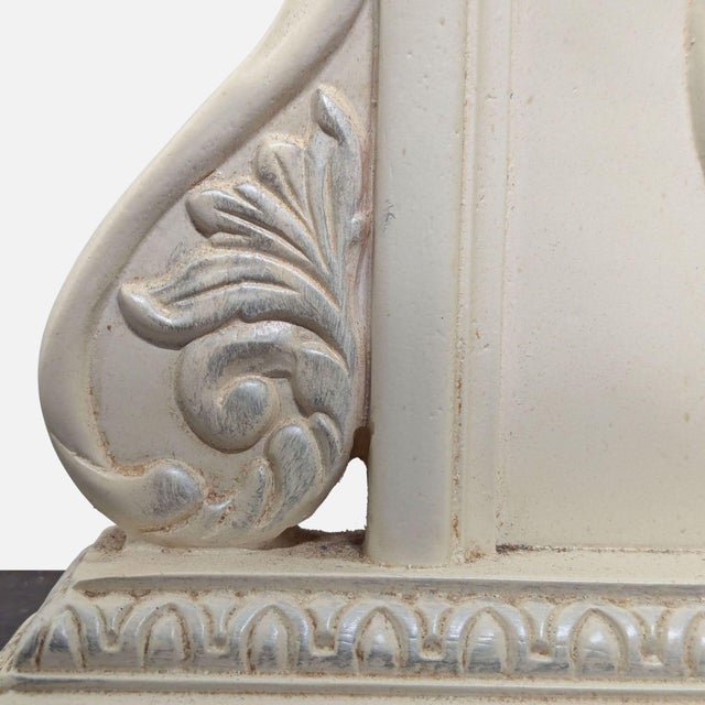 Wood Carved and Arched Mirror in White Finish For Sale - Image 7 of 8