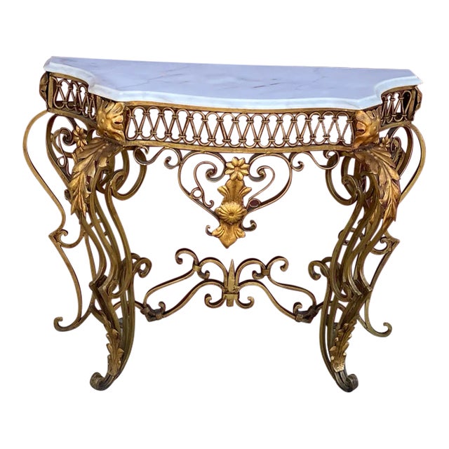 Early 20th Century Antique French Wrought Iron Hall Table For Sale