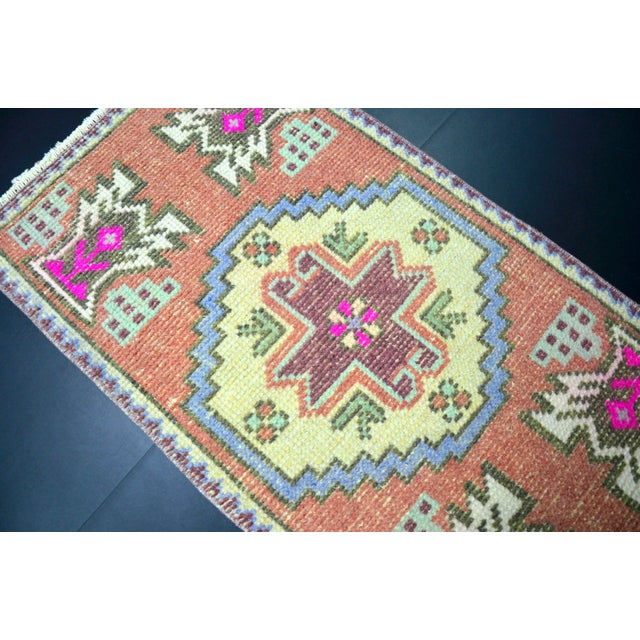 Turkish Vintage Geometric Design Turkish Multicolor Rug For Sale - Image 3 of 6