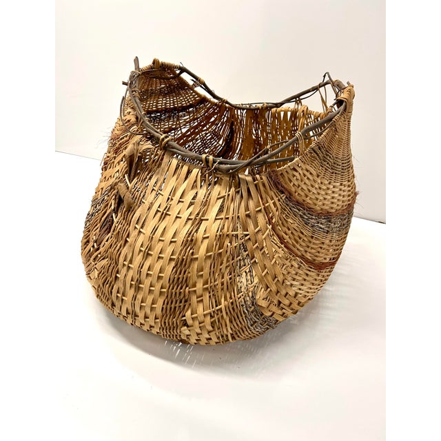 1980s Sculptural Large Organic Reed and Willow Woven Basket For Sale - Image 4 of 8