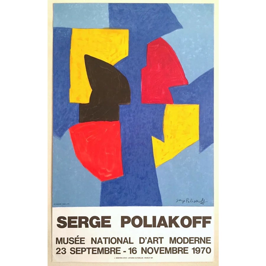 Serge Poliakoff Vintage 1970 Mourlot Lithograph Print Modernist