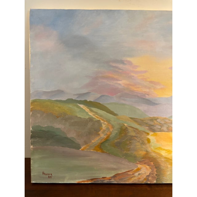 1980s Original Landscape Painting in Pastel Tones, Signed and Dated For Sale In Greenville, SC - Image 6 of 11