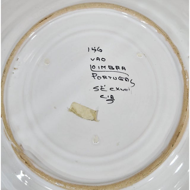 Vintage Ceramic Portugal Majolica Hand Painted Antelope Porcelain Cabinet Plate For Sale In New York - Image 6 of 6