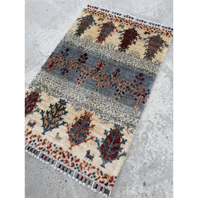2020s Gabbeh Weeping Willow Rug, Hand-Knotted Wool, 2x3, Ivory & Slate For Sale - Image 5 of 11