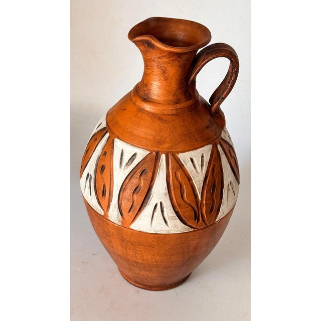 Hand-Painted French Ceramic Jug For Sale - Image 3 of 11