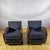 Art Deco Armchairs in Walnut Burl and Navy Blue Striped Velvet, 1930s, Set of 2 For Sale - Image 9 of 9