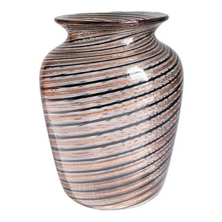 Dino Martens Copper Aventurine Mezza Filigrana Glass Vase For Sale