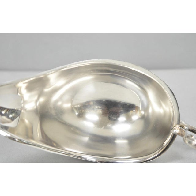 Metal Vintage English Regency Style Silver Plated Gravy Sauce Boat With Handle For Sale - Image 7 of 10