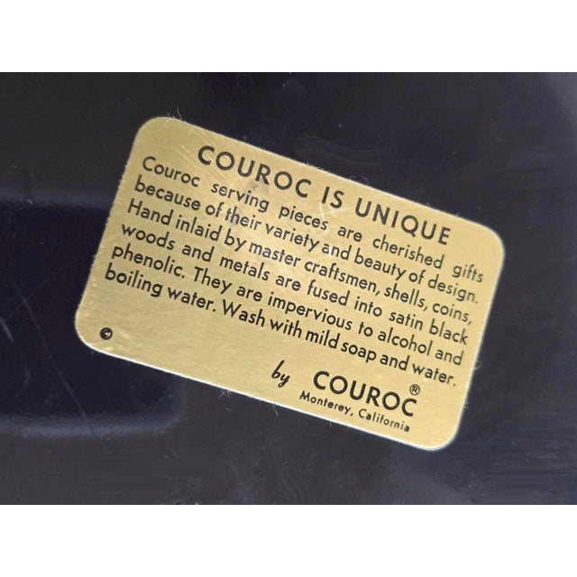 Mid 20th Century Couroc of Monterey Tray With Brass and Wood Inlay Mushrooms For Sale - Image 10 of 11