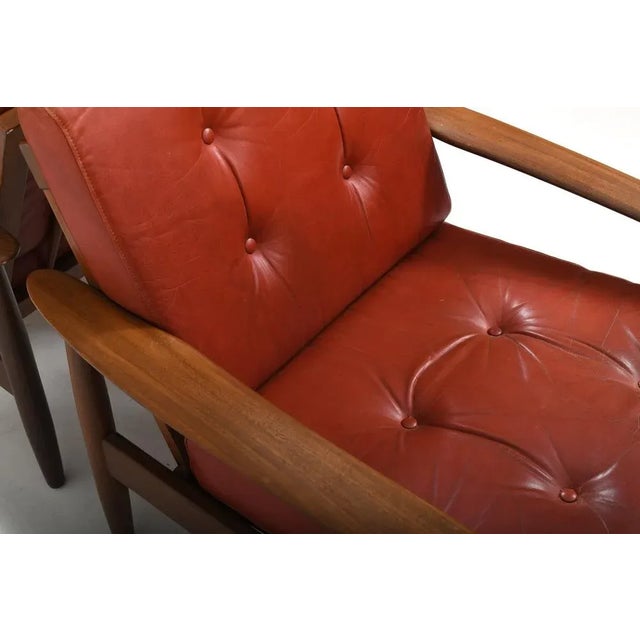 Danish Teak Easy Chairs with Leather Seats, 1960s, Set of 2 For Sale - Image 9 of 13