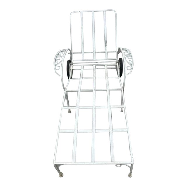 1950s White Wrought Iron Lounger For Sale