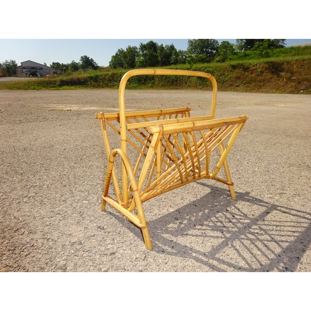 Vintage Rattan Magazine Holder For Sale - Image 4 of 10