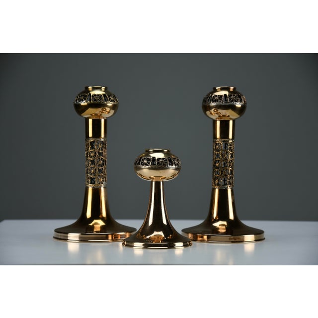 1960s Vintage Scandinavian Pitsi Copper Candleholders by Pentti Sarpaneva for Turun Hopea, 1960s, Set of 3 For Sale - Image 5 of 14