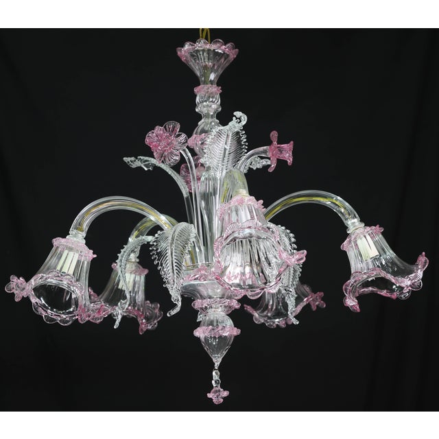 Vintage Venetian Chandelier, Pink Murano Glass, 1960s For Sale - Image 13 of 16