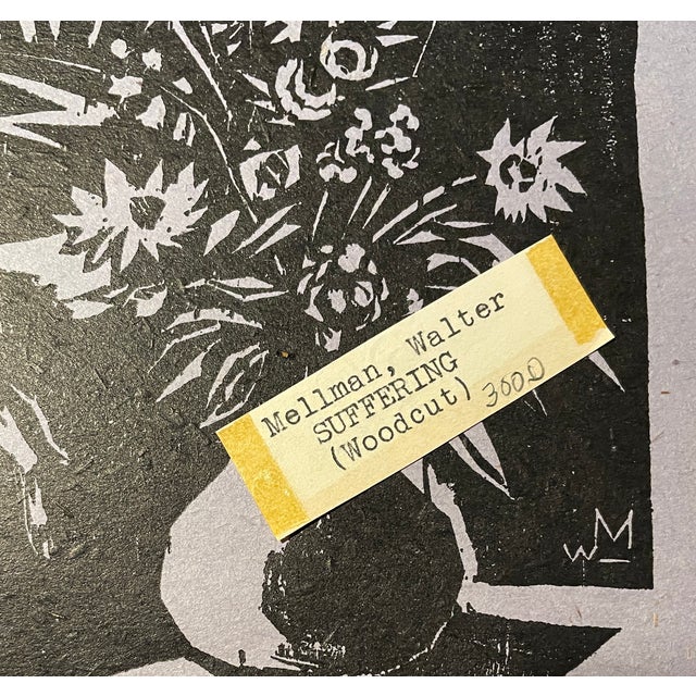 Traditional Walter Mellman Suffering Woodcut For Sale - Image 3 of 3