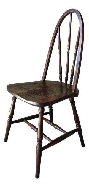 Early 20th-Century Petite Mahogany Wood Tapered Bow Back Windsor Chair