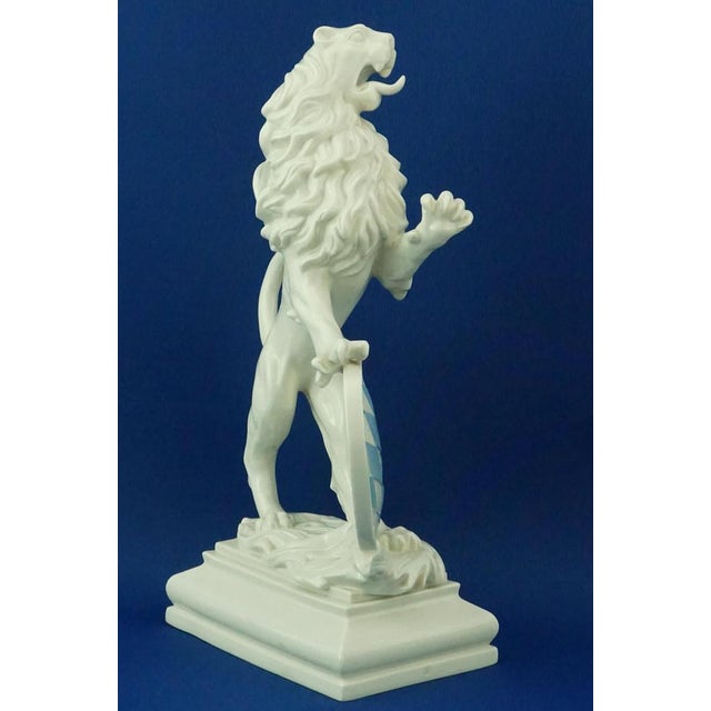 Large Porcelain Rampant Lion with Heraldic Shield by Ernest Andreas Rauch for Nymphenburg, Germany, 1900s For Sale - Image 11 of 18