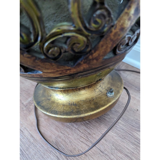 1960s Mid-Century Extra Large Avocado Weave Lamp For Sale - Image 5 of 12