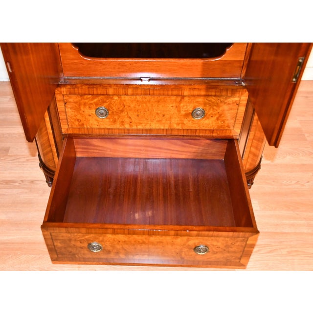 Brown 1900 Antique French Louis XVI Satinwood & Burl Walnut Marble Top Dresser For Sale - Image 8 of 13