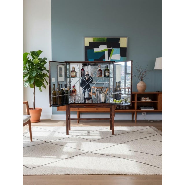 Danish Bar Cabinet in Santos Rosewood with Mirror Interior and Lighting, 1960s For Sale - Image 12 of 18