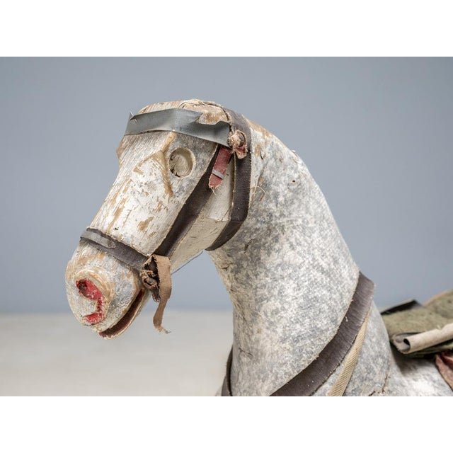 Metal Vintage Wooden Rocking Horse, 1940s For Sale - Image 7 of 8