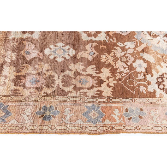 Mid 20th Century Vintage Turkish Oushak Rug with Floral Medallion Design Doris Leslie Blau For Sale - Image 5 of 9