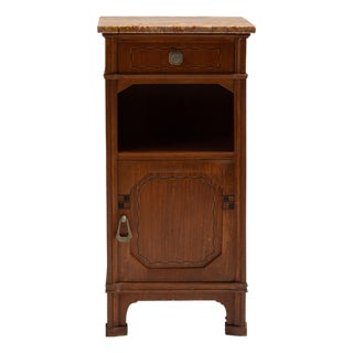1910s French Chestnut Brown Art Nouveau Side Table with Marble Top For Sale