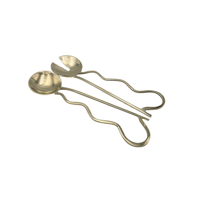 Metal Trobar Serving Spoon and Fork by Sebastiao Lobo For Sale - Image 7 of 7