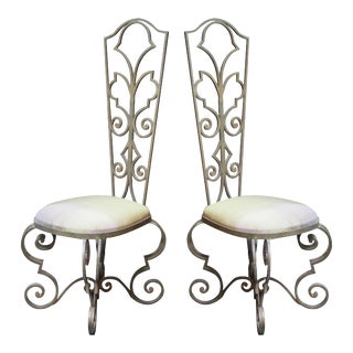 1930s Vintage Wrought Iron French Art Deco Chairs - a Pair For Sale
