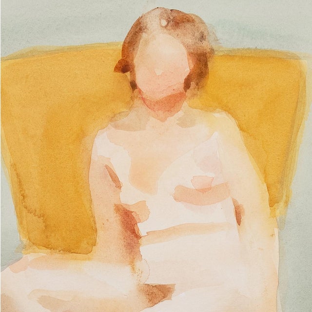 American 'Seated Nude on a Yellow Chair' by Robert Wilbert, 1974, Detroit, Michigan, American Modernist For Sale - Image 3 of 8