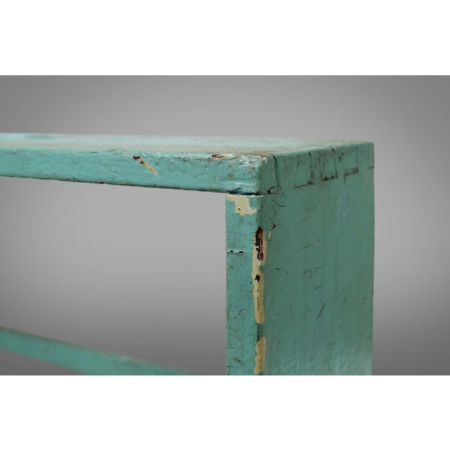 Mid-Century Modern Small Industrial Mint-Colored Rack with 4 Shelves, Belgium, 1920s For Sale - Image 3 of 13