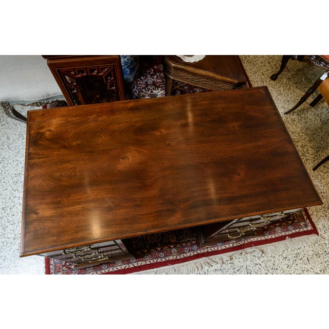 Wood Late 19th Century English Mahogany Kneehole Desk For Sale - Image 7 of 9