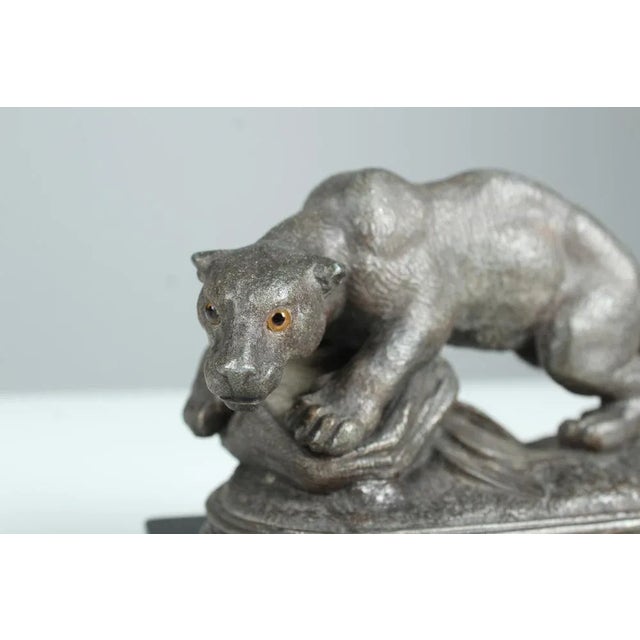 Antique Zinc Casting Panther Sculpture, 1880s For Sale - Image 6 of 8
