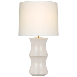 AERIN for Visual Comfort Signature Marella Medium Table Lamp in Ivory with Linen Shade For Sale