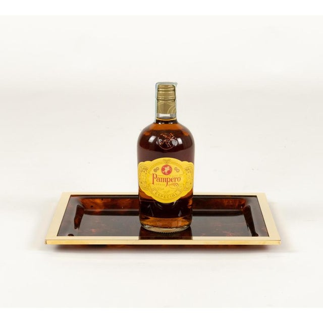 Serving Tray in Faux Tortoiseshell Acrylic Glass & Brass, Italy, 1970 For Sale - Image 10 of 14