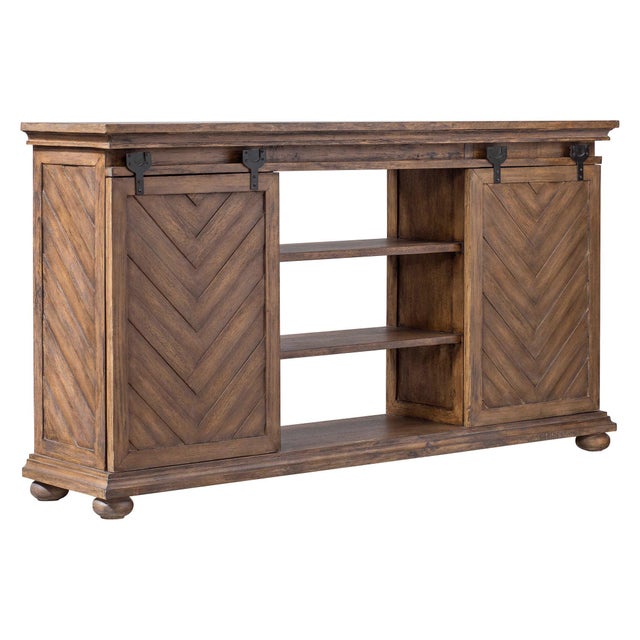 Tan Rustic Media Console For Sale - Image 8 of 8