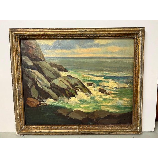 Realism Oil on Board of New Hampshire Coastal Scene For Sale - Image 3 of 12