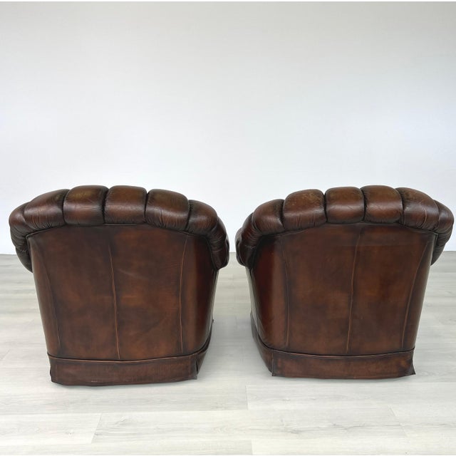 Vintage Chesterfield Leather Club Chairs – A Pair For Sale - Image 4 of 12