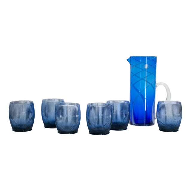 Murano Glasses and Carafe by Maryana Iskra for Ribes Studio Verres, 2004, Set of 7 For Sale