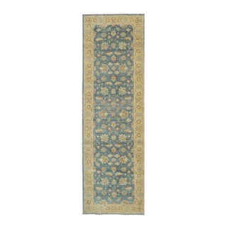 Standard Size Blue Hand-Knotted Wool Floral Field Serenity Traditional Rug For Sale